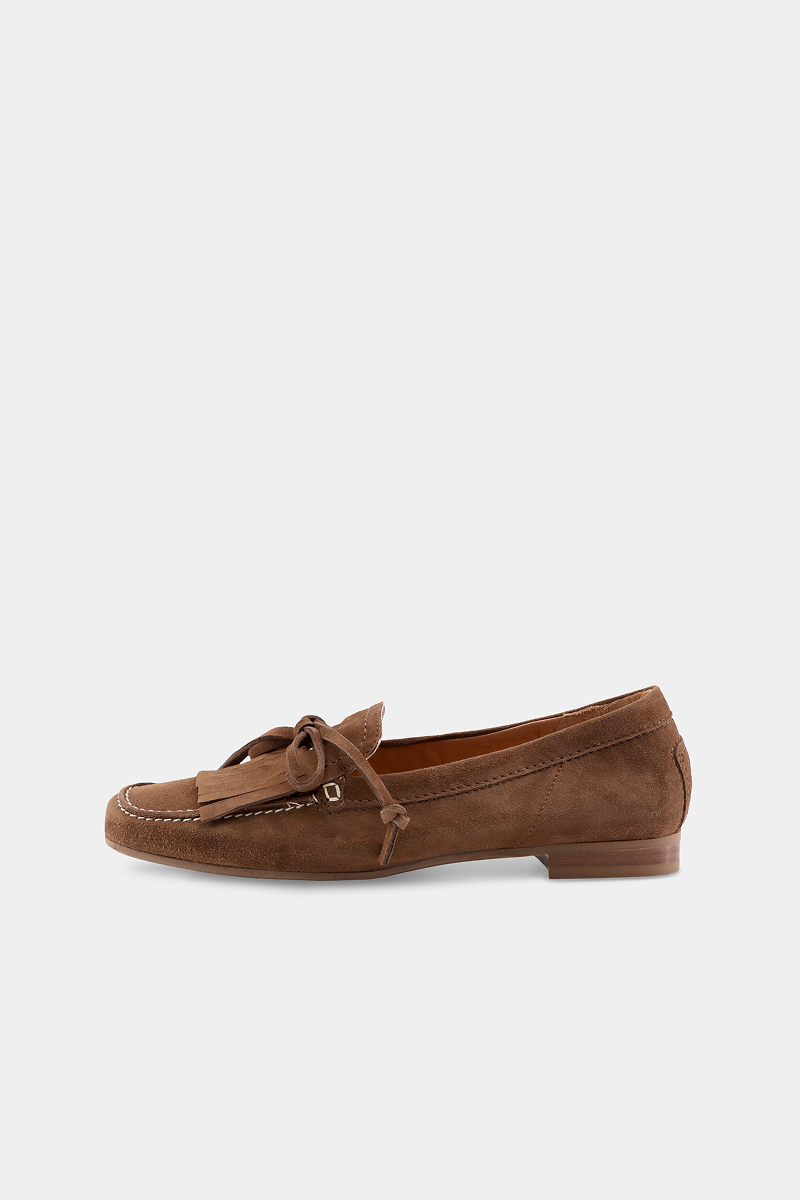Brown Suede Loafer Aura Clay Camoscio | Donna Carolina