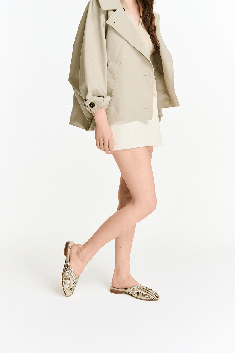 Sabot Capri con intreccio a spirale - Platino